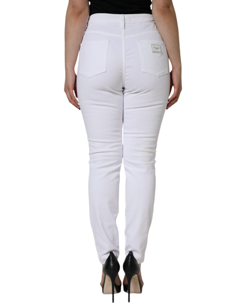 Dolce & Gabbana AUDREY Jeans Skinny Blanc en Coton Élastique