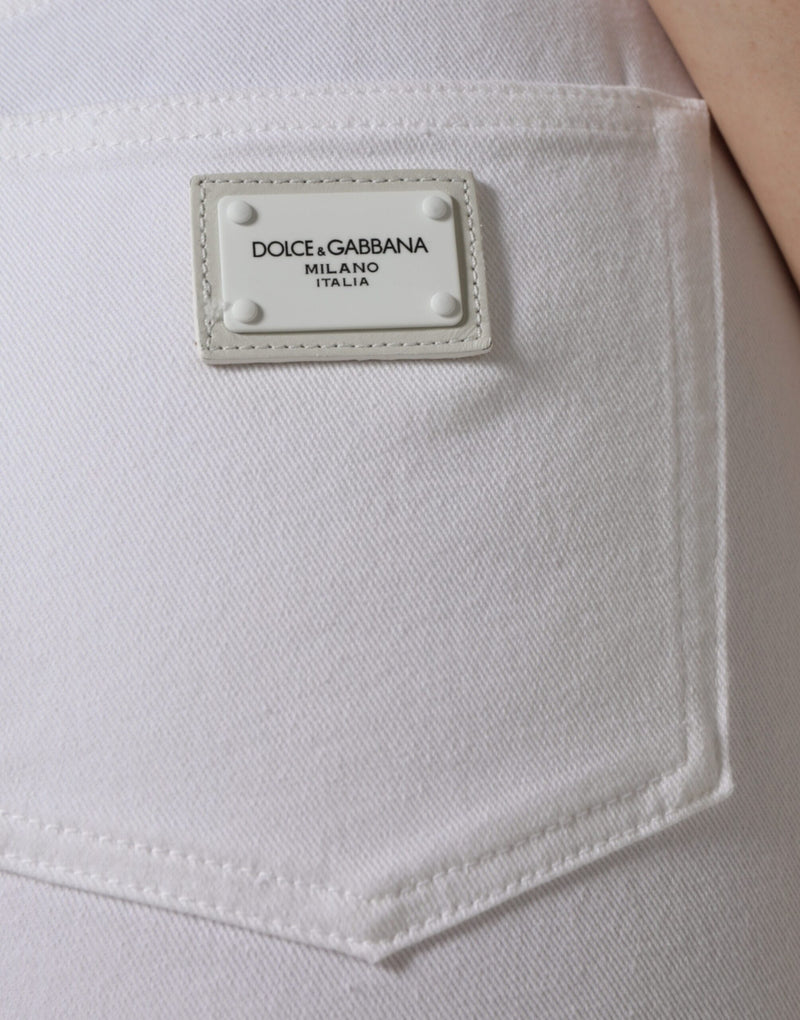 Dolce & Gabbana AUDREY Jeans Skinny Blanc en Coton Élastique