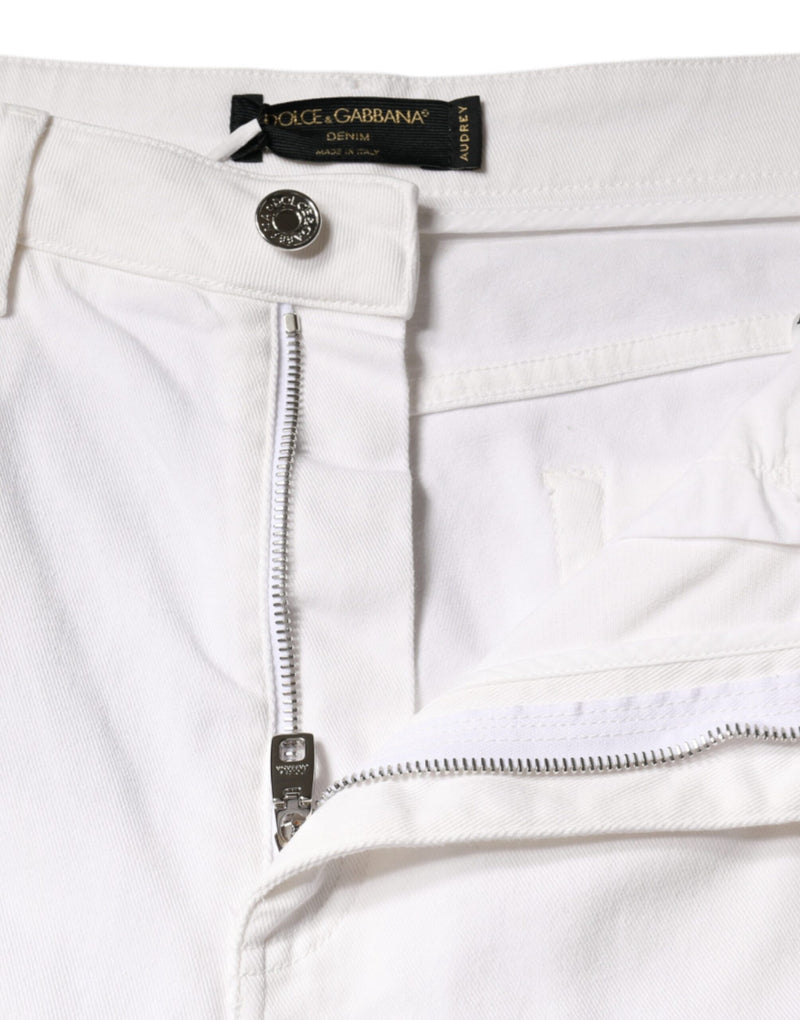 Dolce & Gabbana AUDREY Jeans Skinny Blanc en Coton Élastique