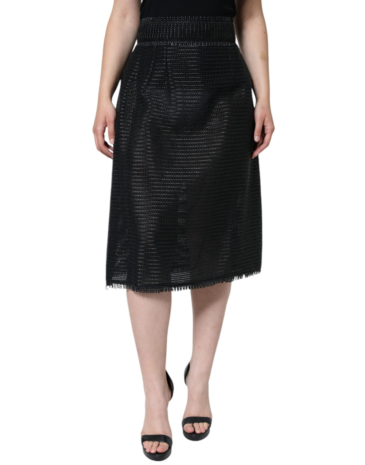 Dolce & Gabbana Jupe Crayon Taille Haute Noire en Viscose