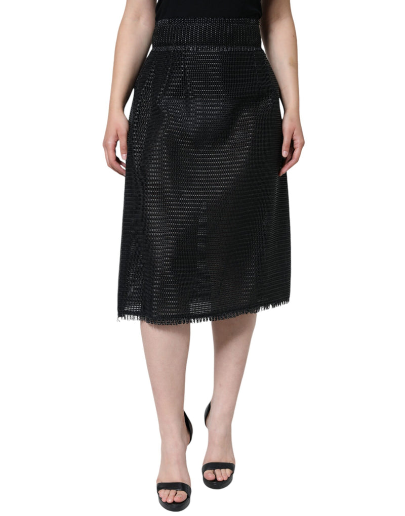 Dolce & Gabbana Jupe Crayon Taille Haute Noire en Viscose