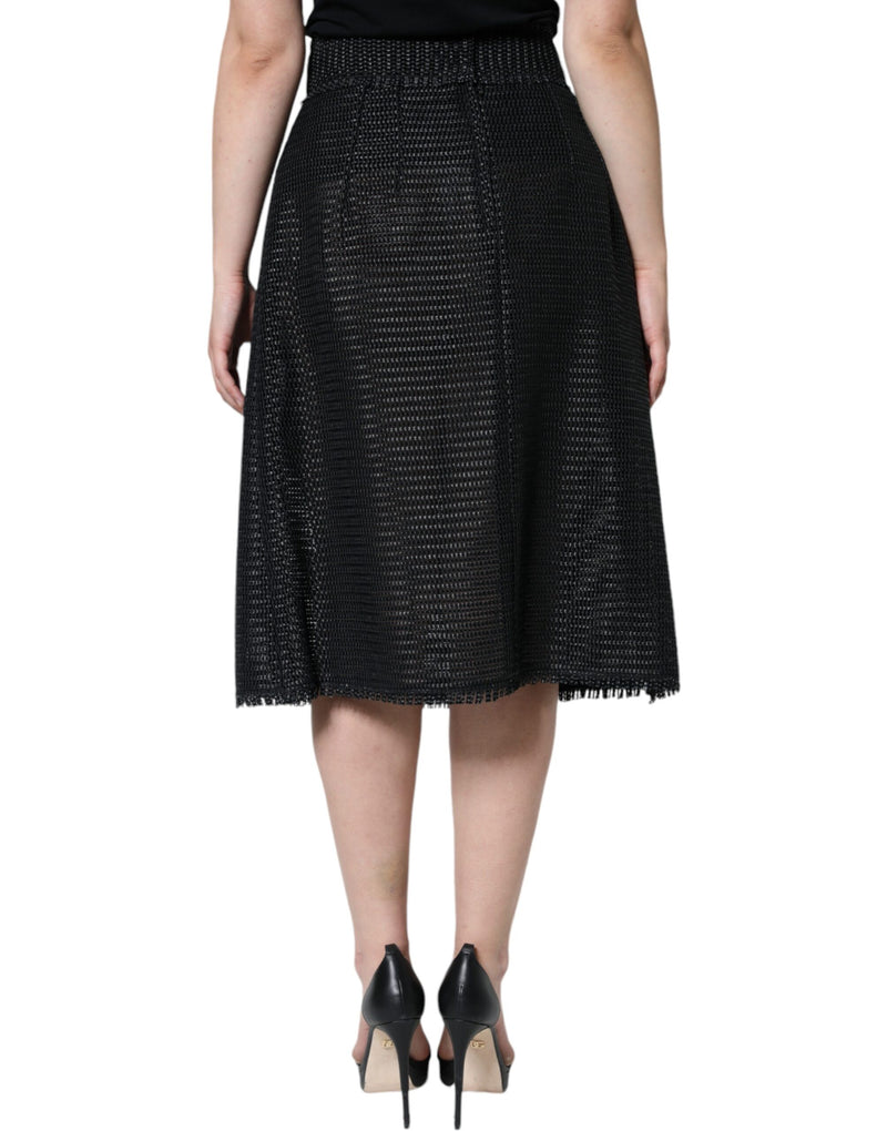 Dolce & Gabbana Jupe Crayon Taille Haute Noire en Viscose