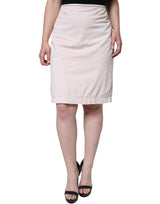 GF Ferre Jupe Crayon Beige en Coton Élastique Taille Mi-haute