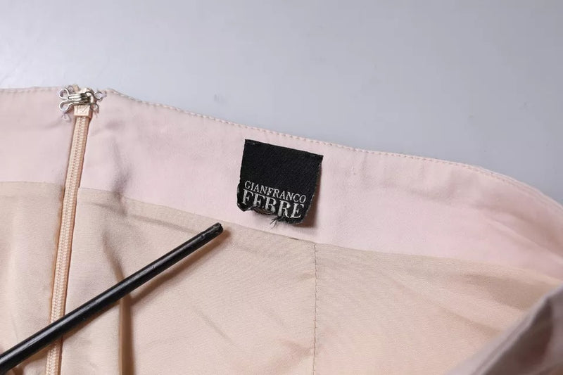 GF Ferre Jupe Crayon Beige en Coton Élastique Taille Mi-haute