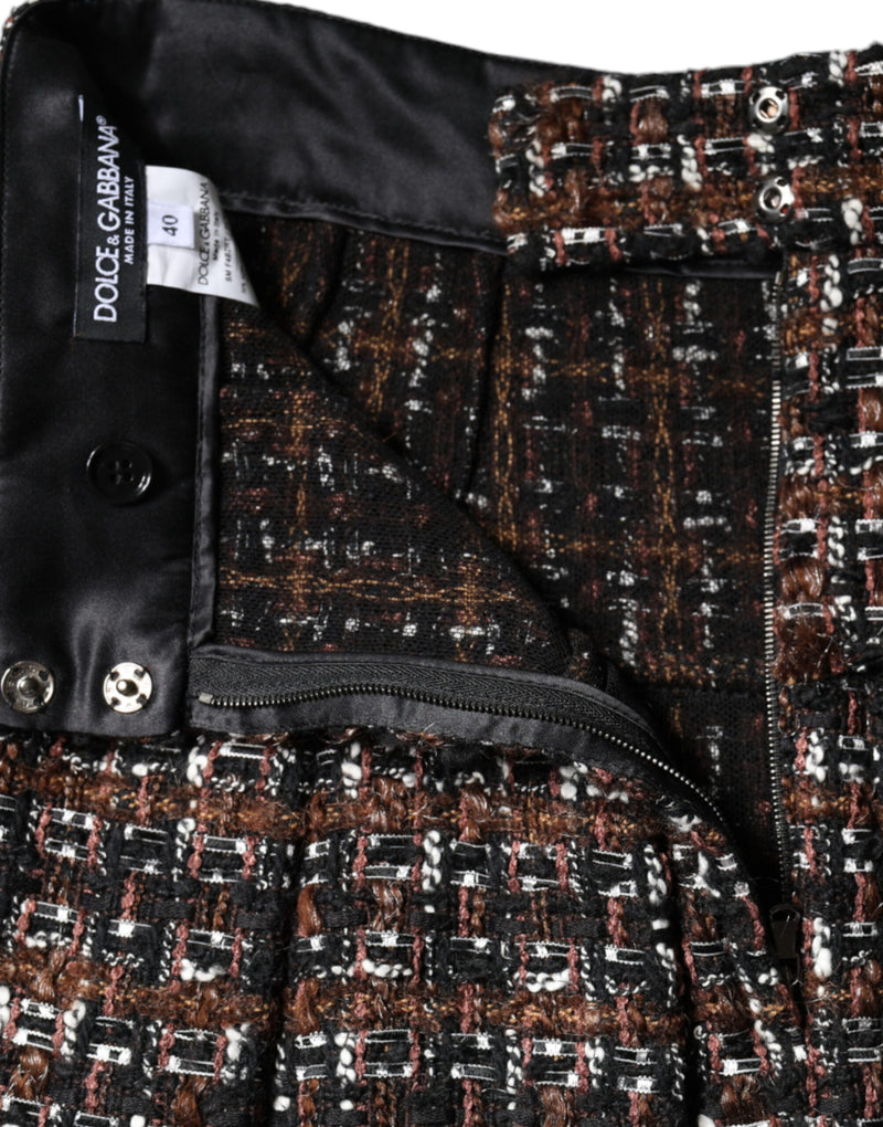 Dolce & Gabbana Jupe Mini A-Line Tartan Tweed Multicolore Taille Haute