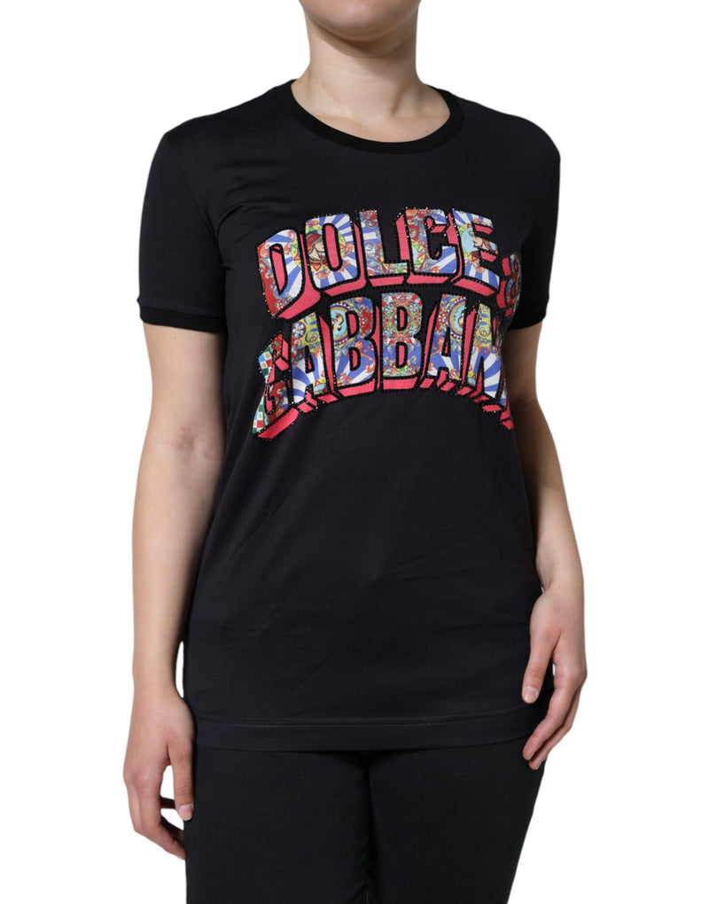 Dolce & Gabbana T-shirt Noir en Coton avec Imprimé Logo