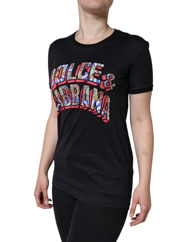 Dolce & Gabbana T-shirt Noir en Coton avec Imprimé Logo