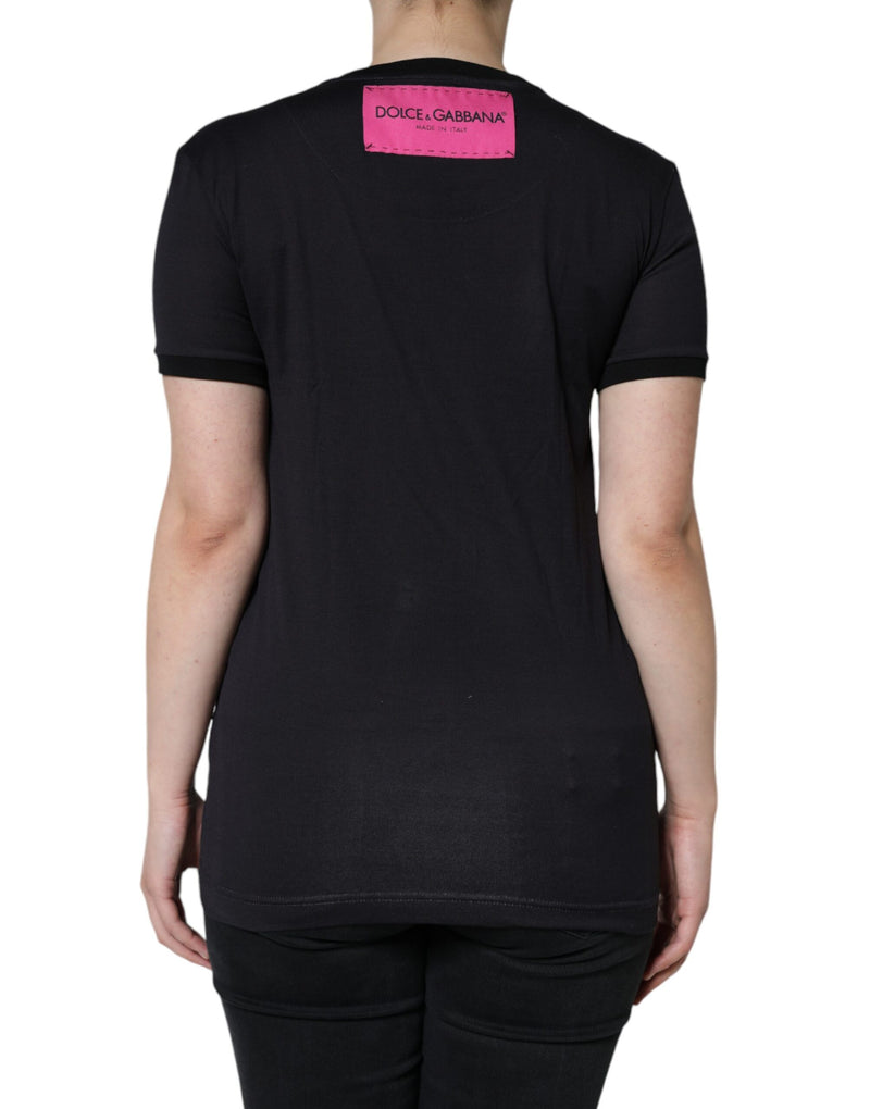 Dolce & Gabbana T-shirt Noir en Coton avec Imprimé Logo