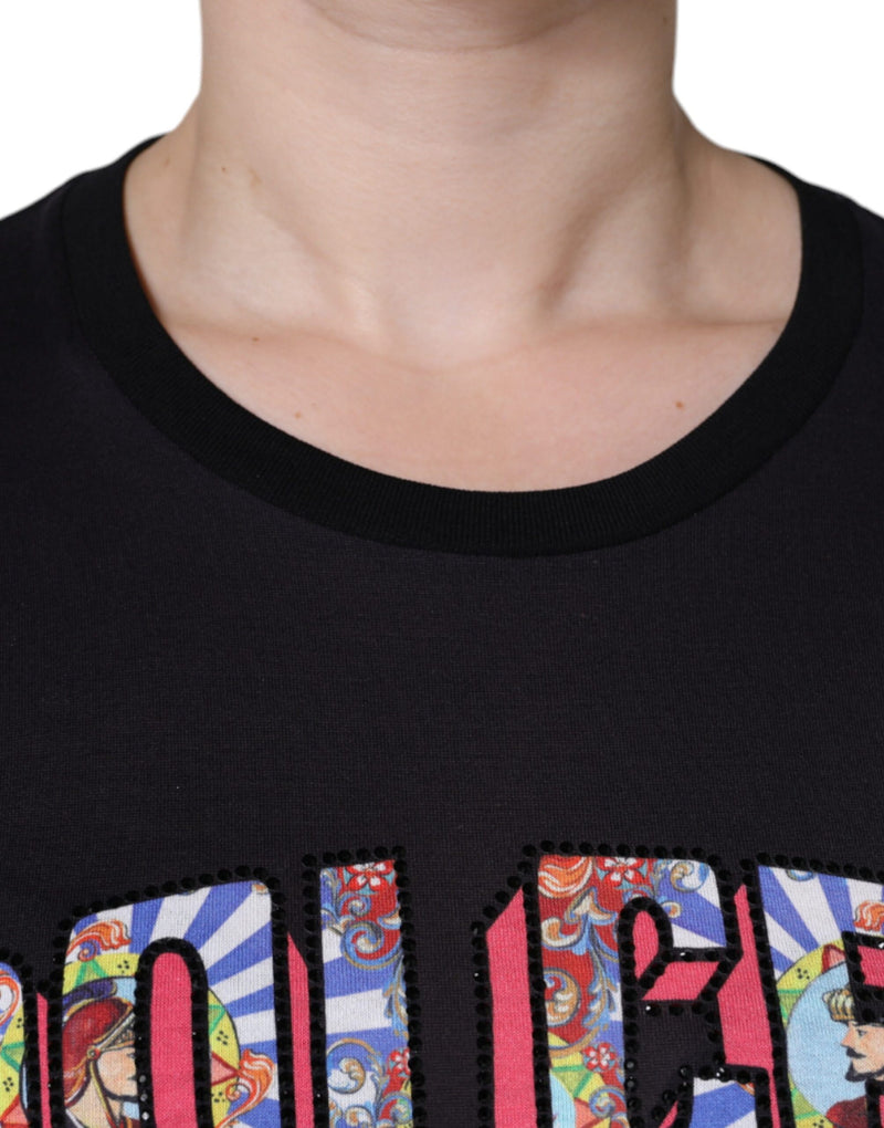 Dolce & Gabbana T-shirt Noir en Coton avec Imprimé Logo