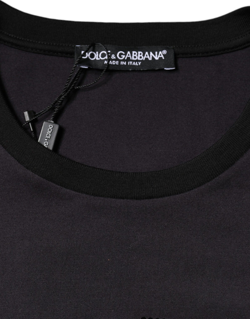 Dolce & Gabbana T-shirt Noir en Coton avec Imprimé Logo
