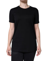 Dolce & Gabbana T-shirt Noir en Coton à Col Rond et Manches Courtes
