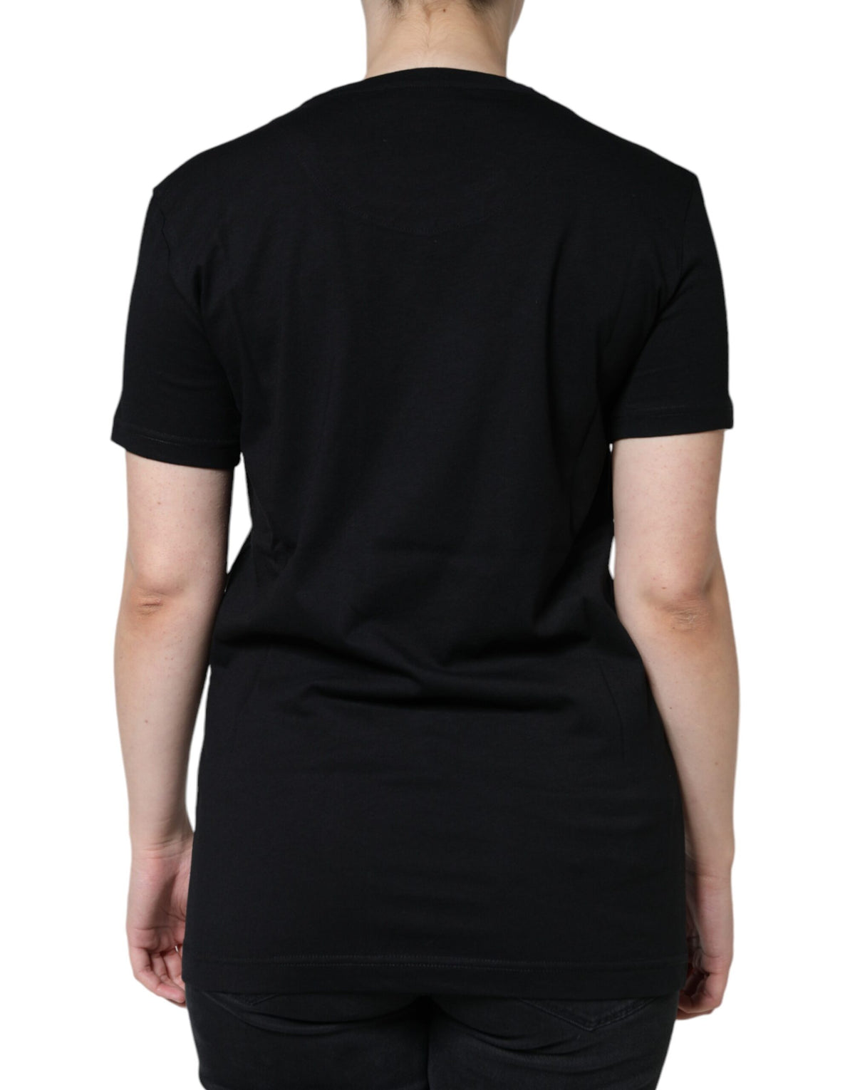 Dolce & Gabbana T-shirt Noir en Coton à Col Rond et Manches Courtes