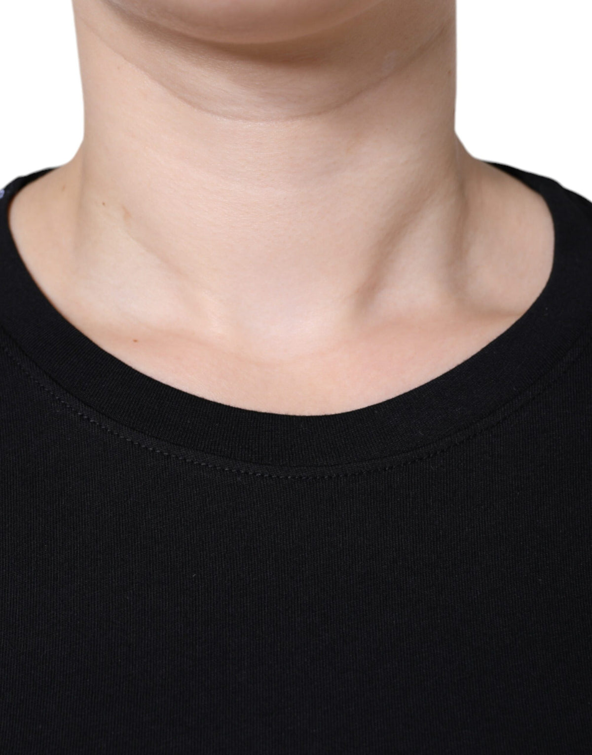 Dolce & Gabbana T-shirt Noir en Coton à Col Rond et Manches Courtes