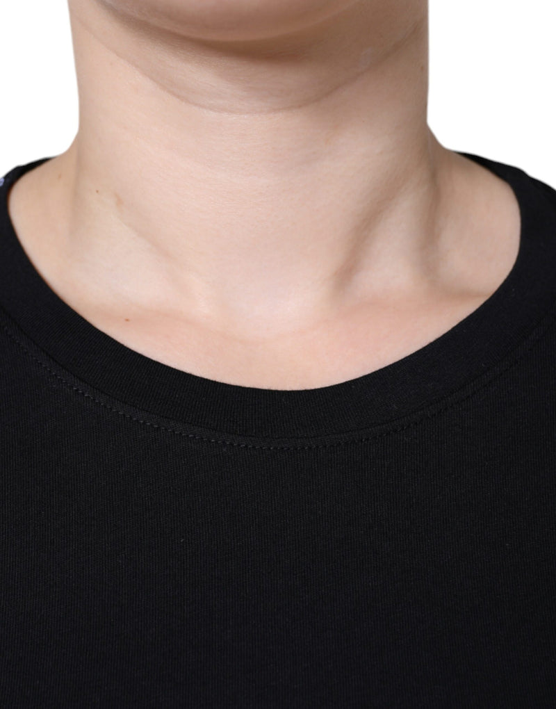 Dolce & Gabbana T-shirt Noir en Coton à Col Rond et Manches Courtes