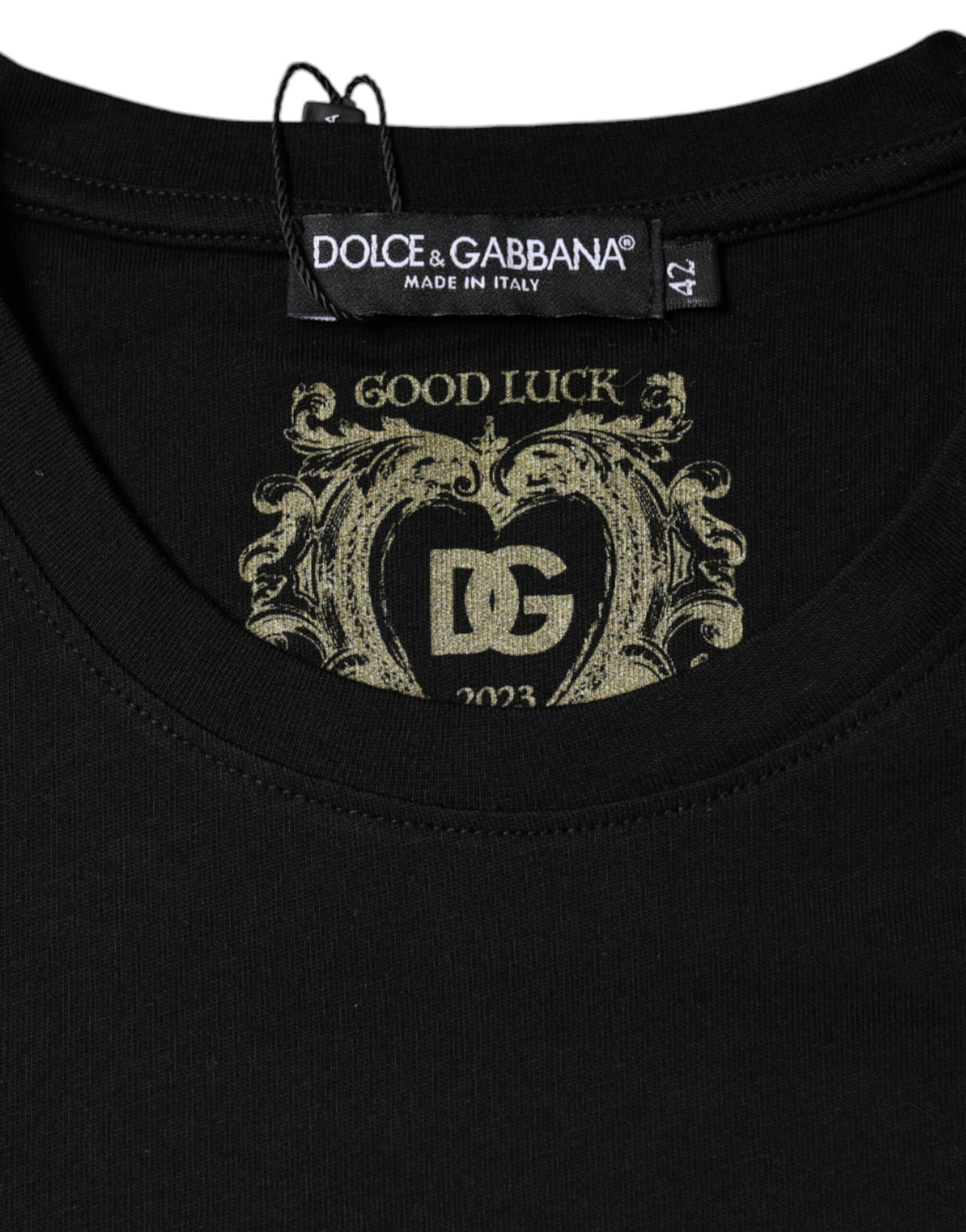 Dolce & Gabbana T-shirt Noir en Coton à Col Rond et Manches Courtes