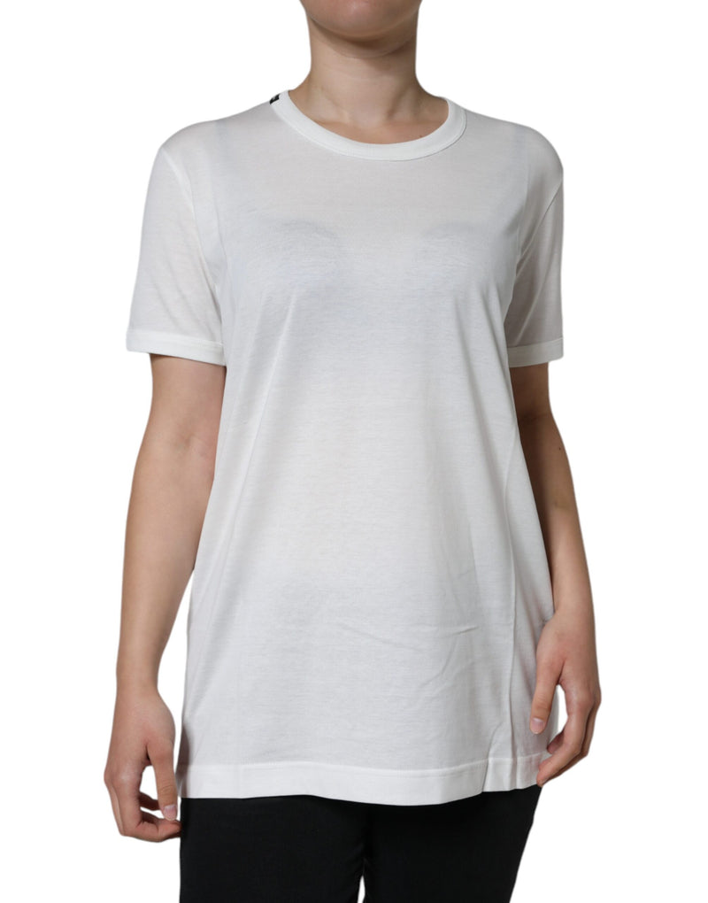 Dolce & Gabbana T-shirt en Coton Blanc à Col Rond et Manches Courtes