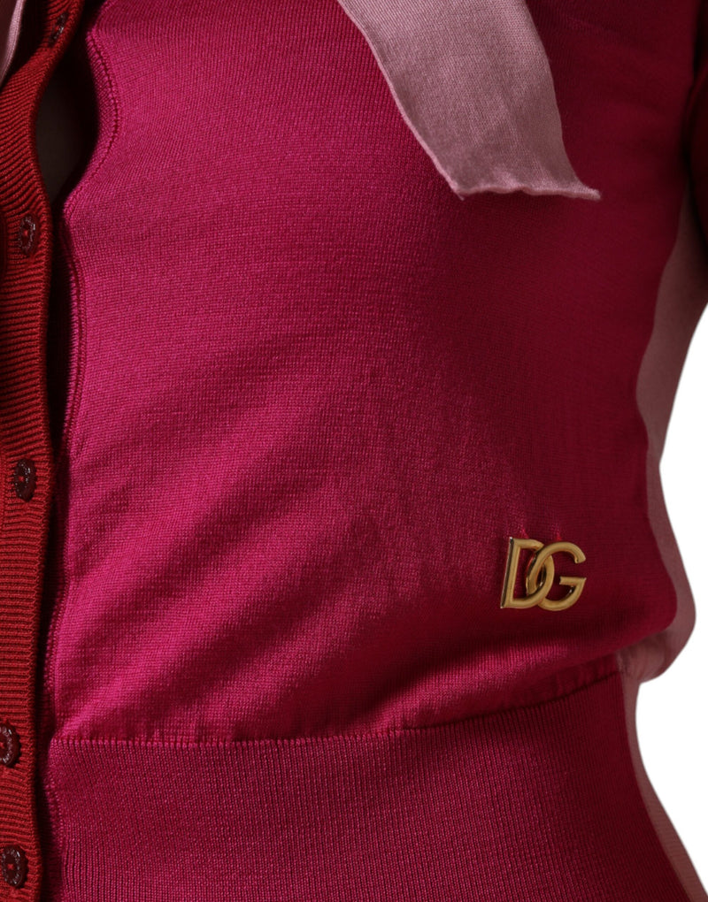 Dolce & Gabbana Pull Rose à Manches Courtes avec Col Ascot
