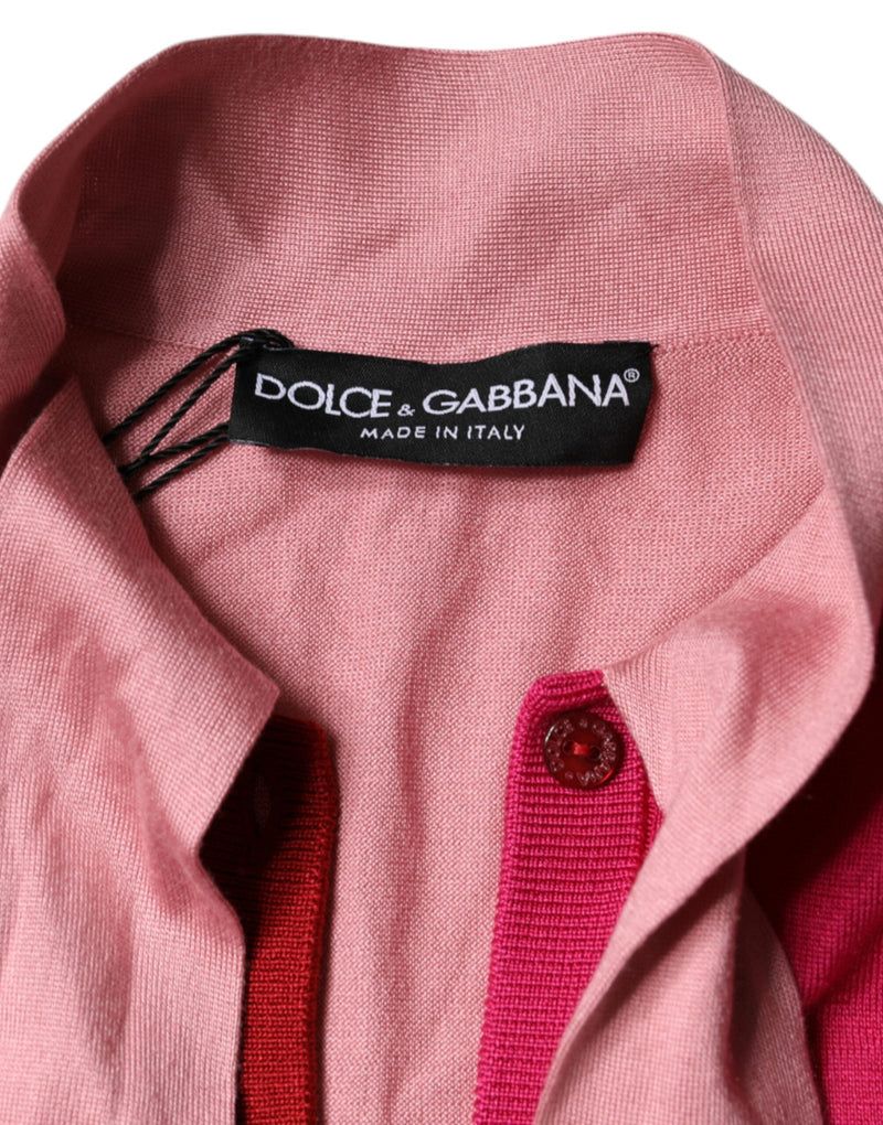 Dolce & Gabbana Pull Rose à Manches Courtes avec Col Ascot