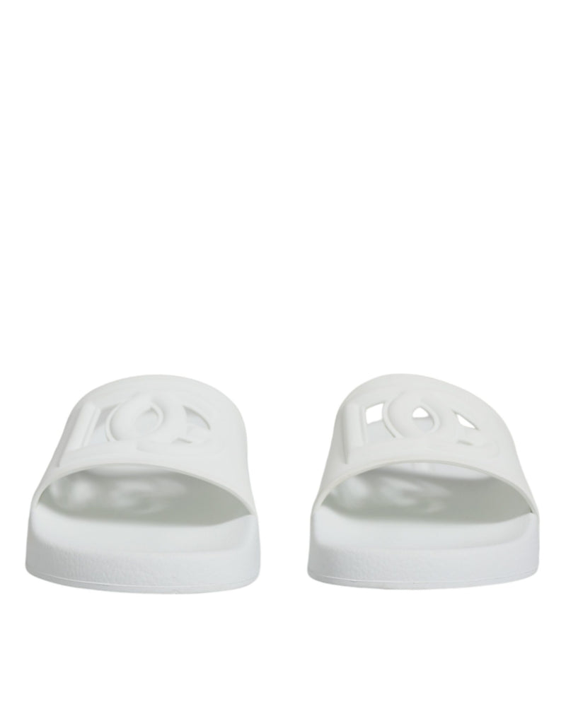 Dolce & Gabbana White Rubber Slides Sandals for Women