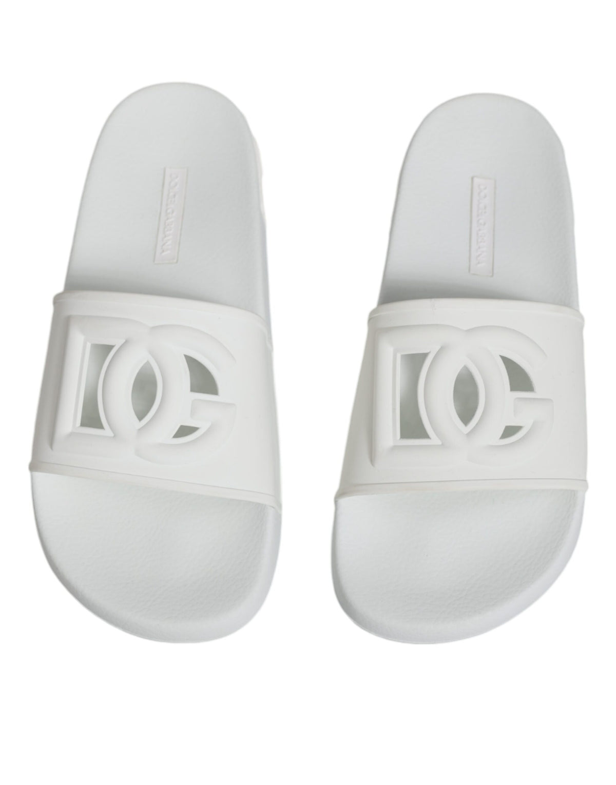 Dolce & Gabbana White Rubber Slides Sandals for Women