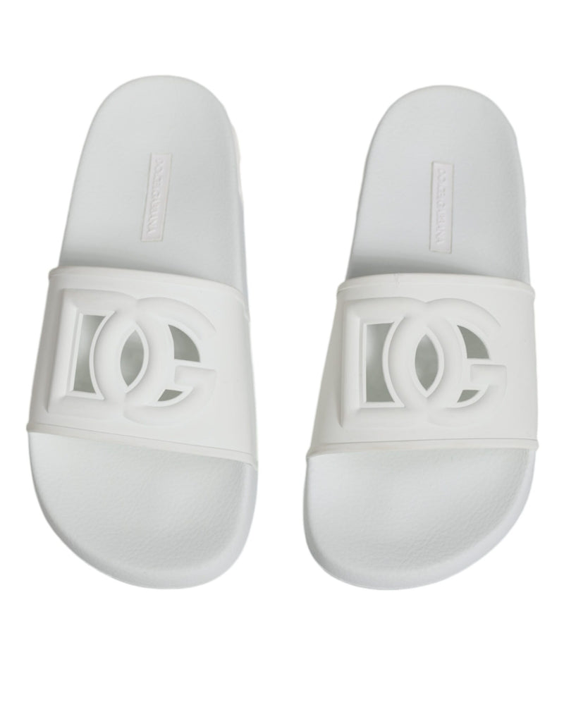 Dolce & Gabbana White Rubber Slides Sandals for Women