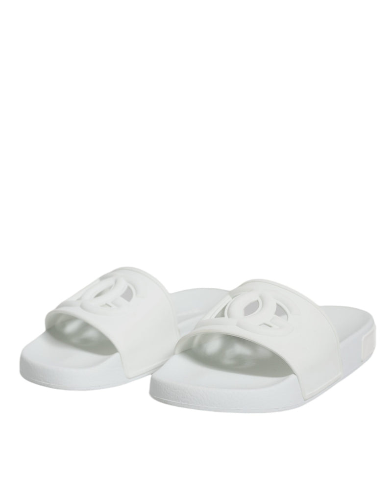 Dolce & Gabbana White Rubber Slides Sandals for Women