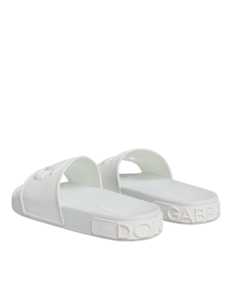 Dolce & Gabbana White Rubber Slides Sandals for Women