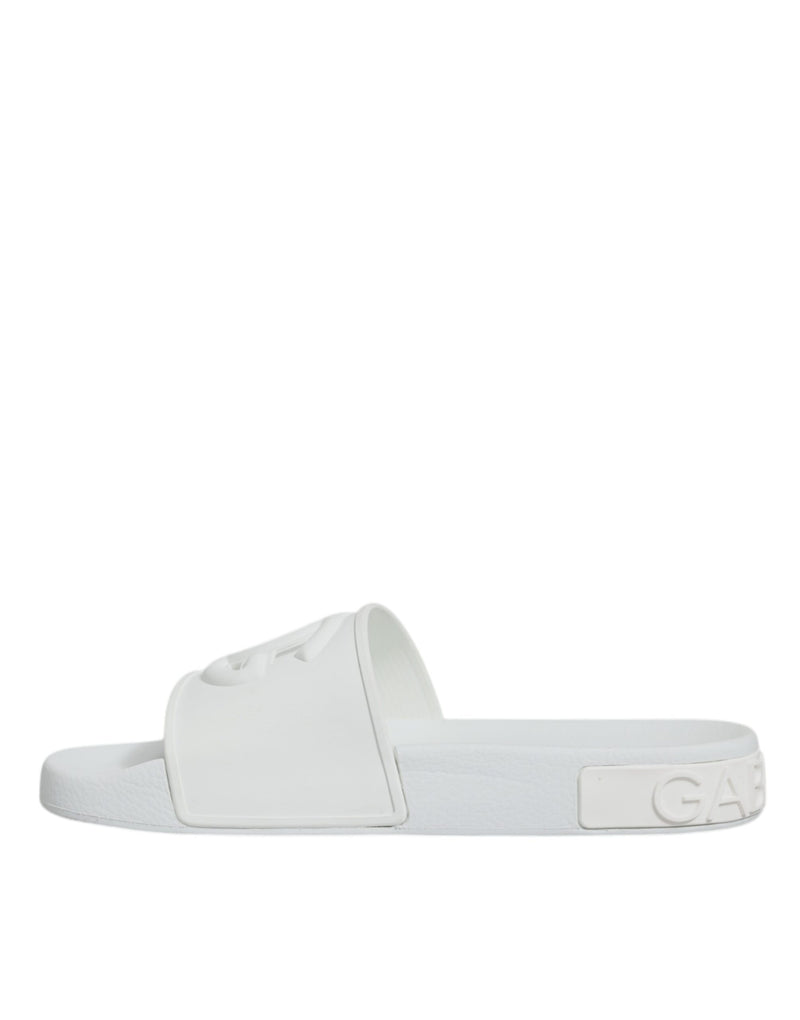 Dolce & Gabbana White Rubber Slides Sandals for Women