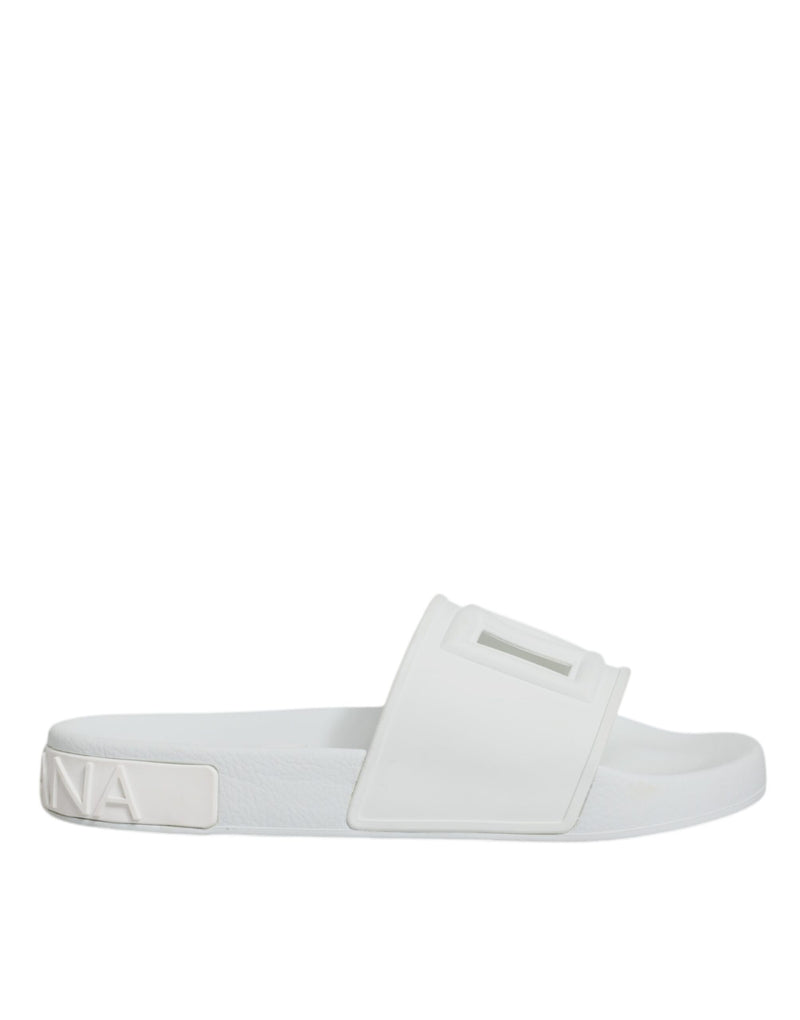 Dolce & Gabbana White Rubber Slides Sandals for Women