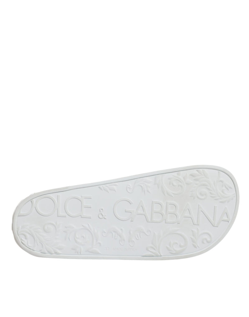 Dolce & Gabbana White Rubber Slides Sandals for Women