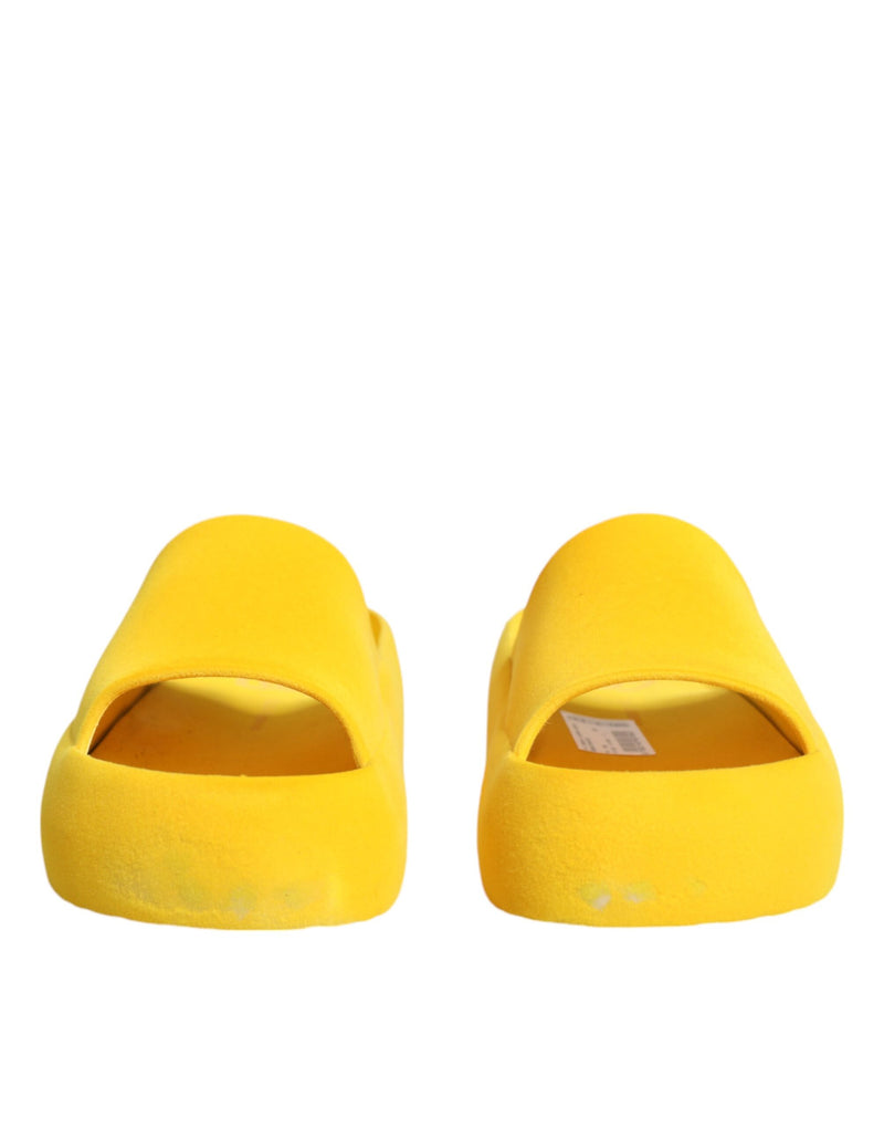 Dolce & Gabbana Yellow Rubber Slides Sandals for Beachwear