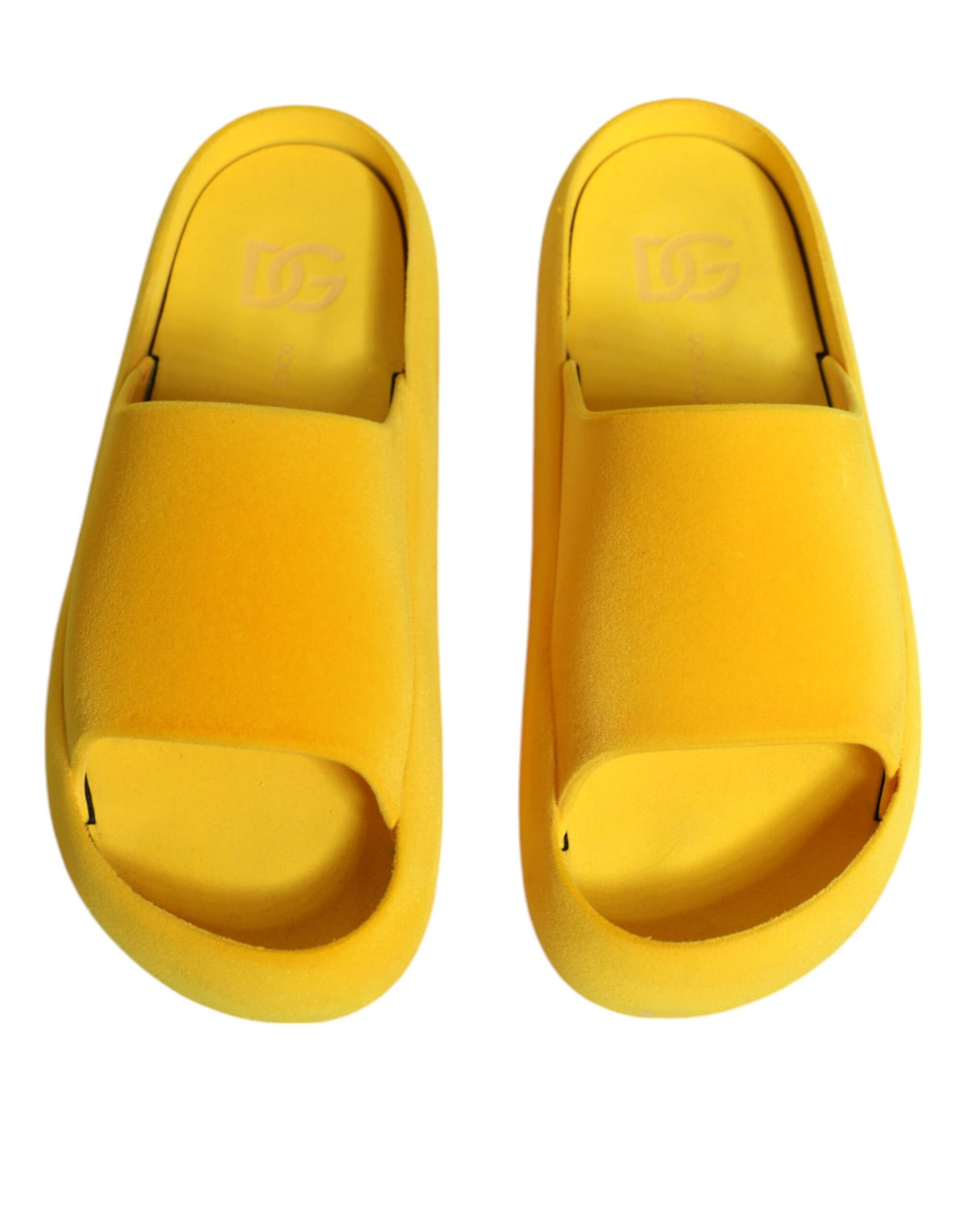 Dolce & Gabbana Yellow Rubber Slides Sandals for Beachwear