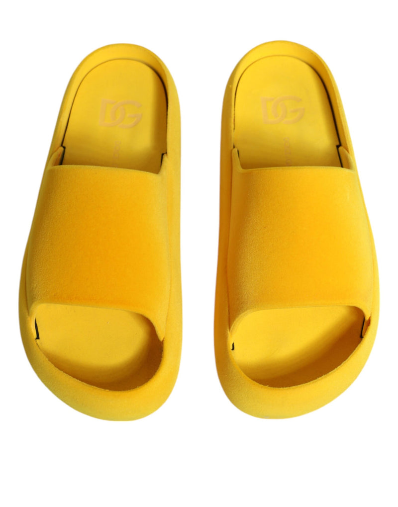 Dolce & Gabbana Yellow Rubber Slides Sandals for Beachwear