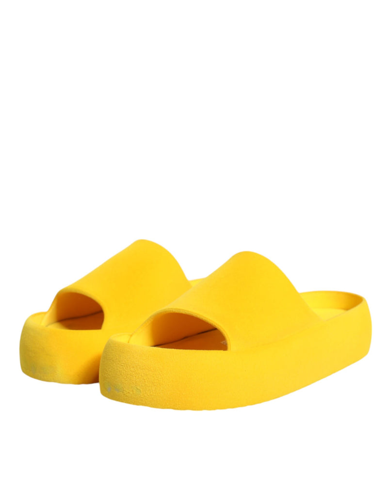Dolce & Gabbana Yellow Rubber Slides Sandals for Beachwear