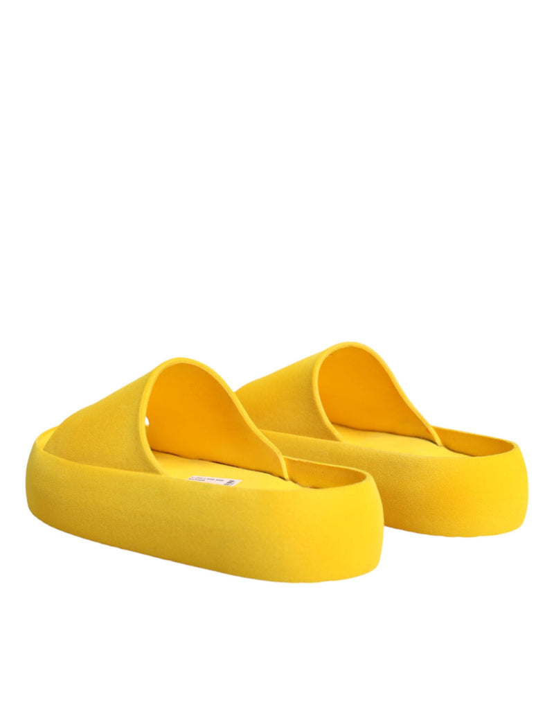 Dolce & Gabbana Yellow Rubber Slides Sandals for Beachwear