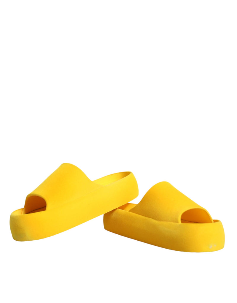 Dolce & Gabbana Yellow Rubber Slides Sandals for Beachwear