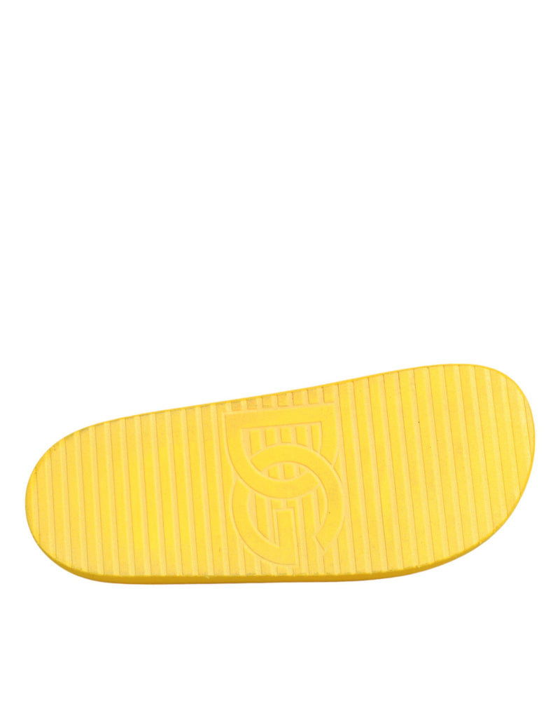 Dolce & Gabbana Yellow Rubber Slides Sandals for Beachwear