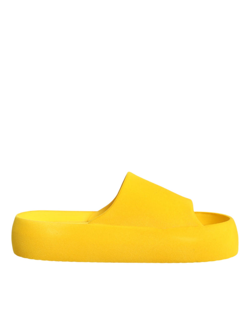 Dolce & Gabbana Yellow Rubber Slides Sandals for Beachwear