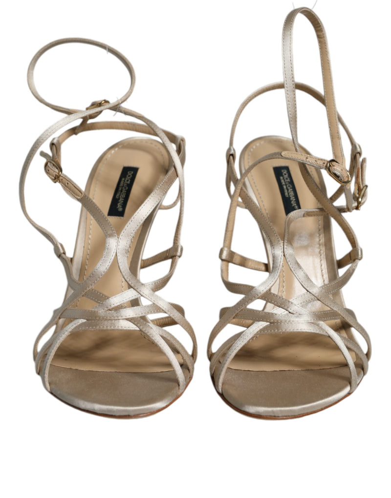 Dolce & Gabbana Beige Leather Stiletto Heels Sandals