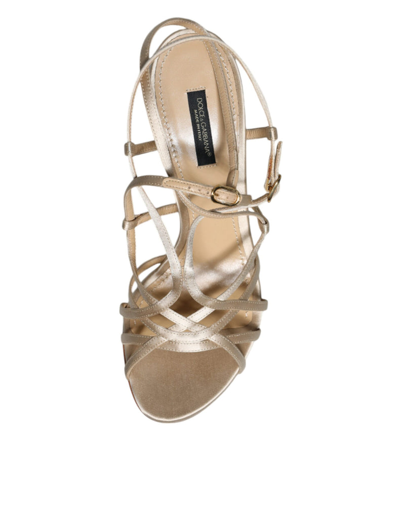 Dolce & Gabbana Beige Leather Stiletto Heels Sandals