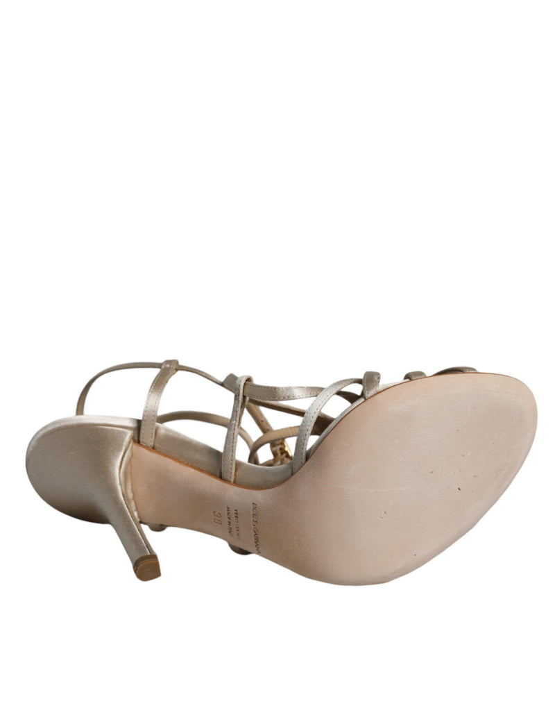 Dolce & Gabbana Beige Leather Stiletto Heels Sandals
