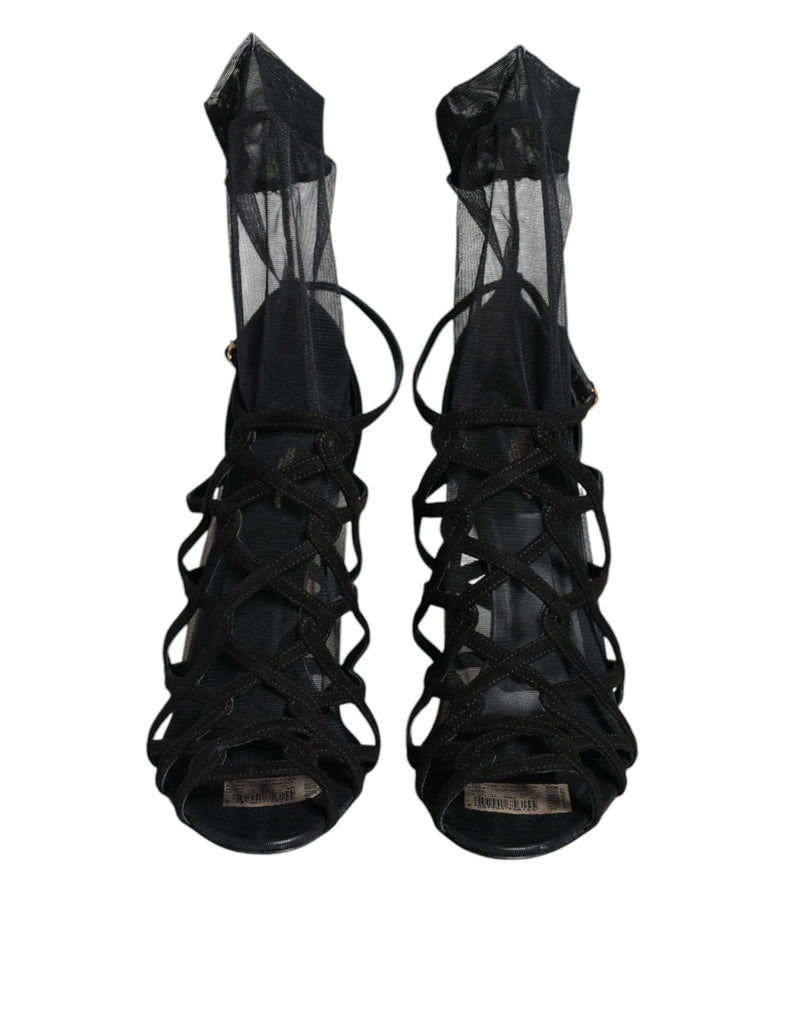 Dolce & Gabbana Sandales à Talons en Tulle Noir