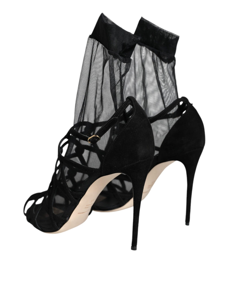 Dolce & Gabbana Sandales à Talons en Tulle Noir