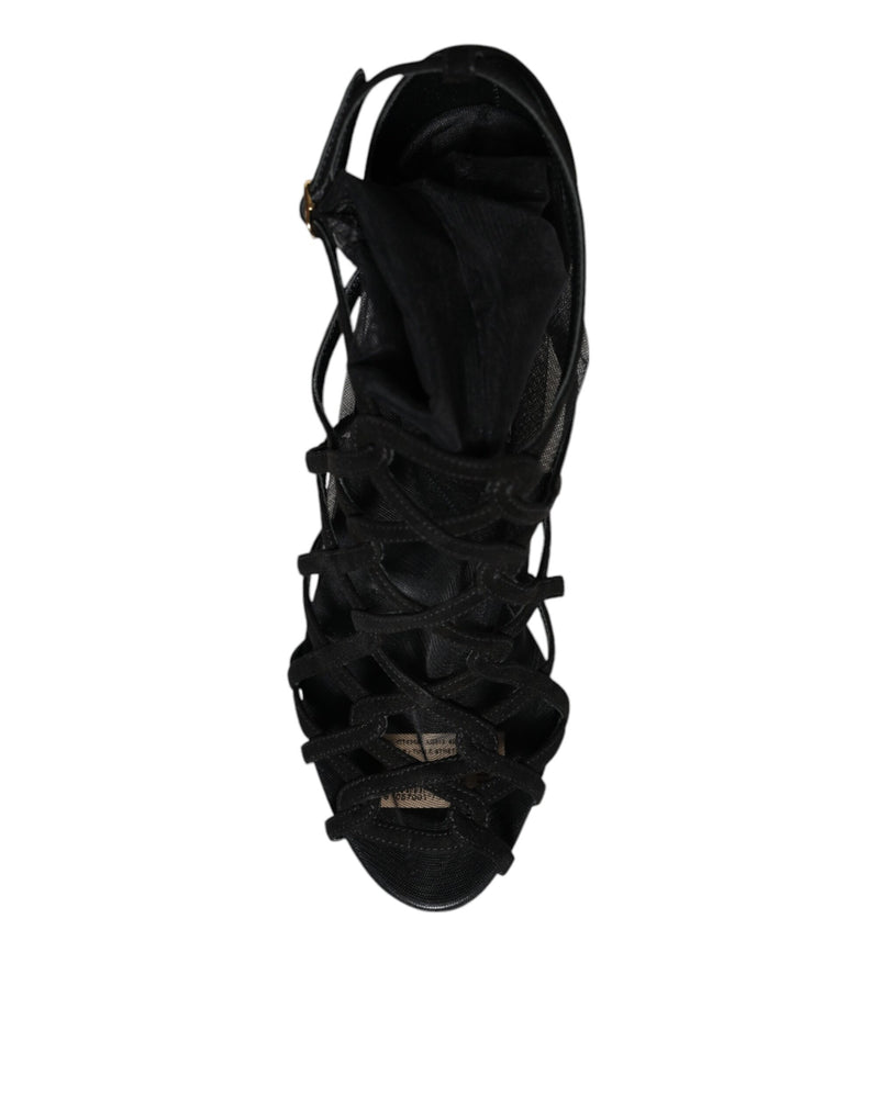 Dolce & Gabbana Sandales à Talons en Tulle Noir