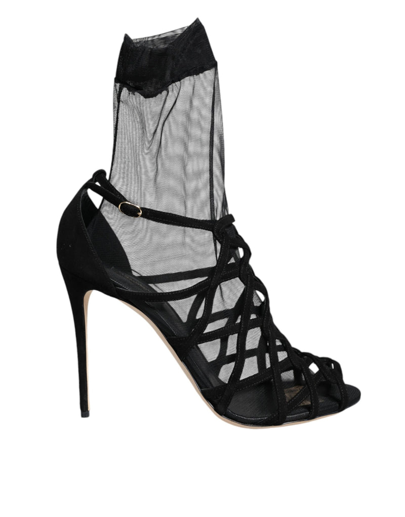 Dolce & Gabbana Sandales à Talons en Tulle Noir