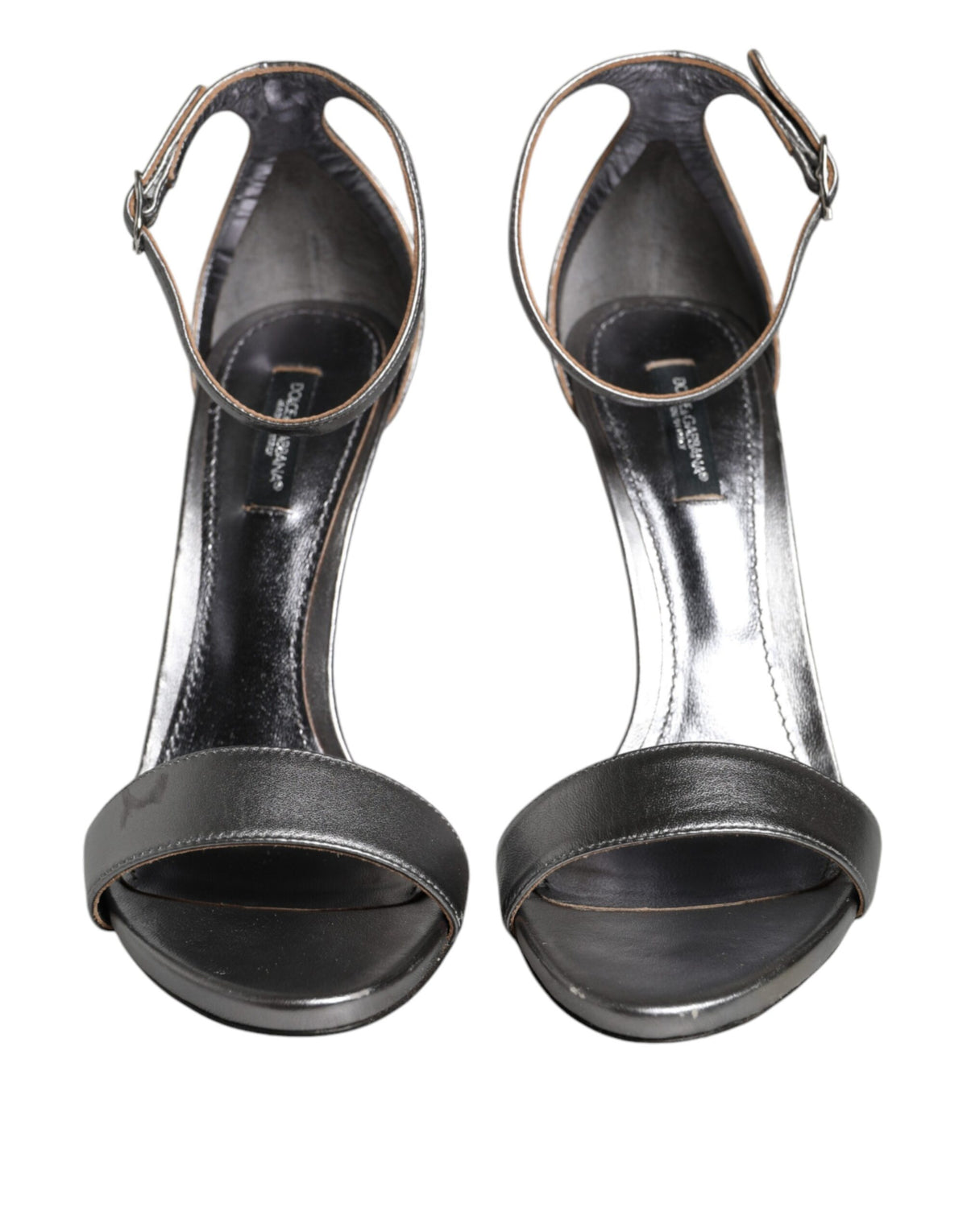 Dolce & Gabbana KEIRA Sandals - Silver Heels with Ankle Strap