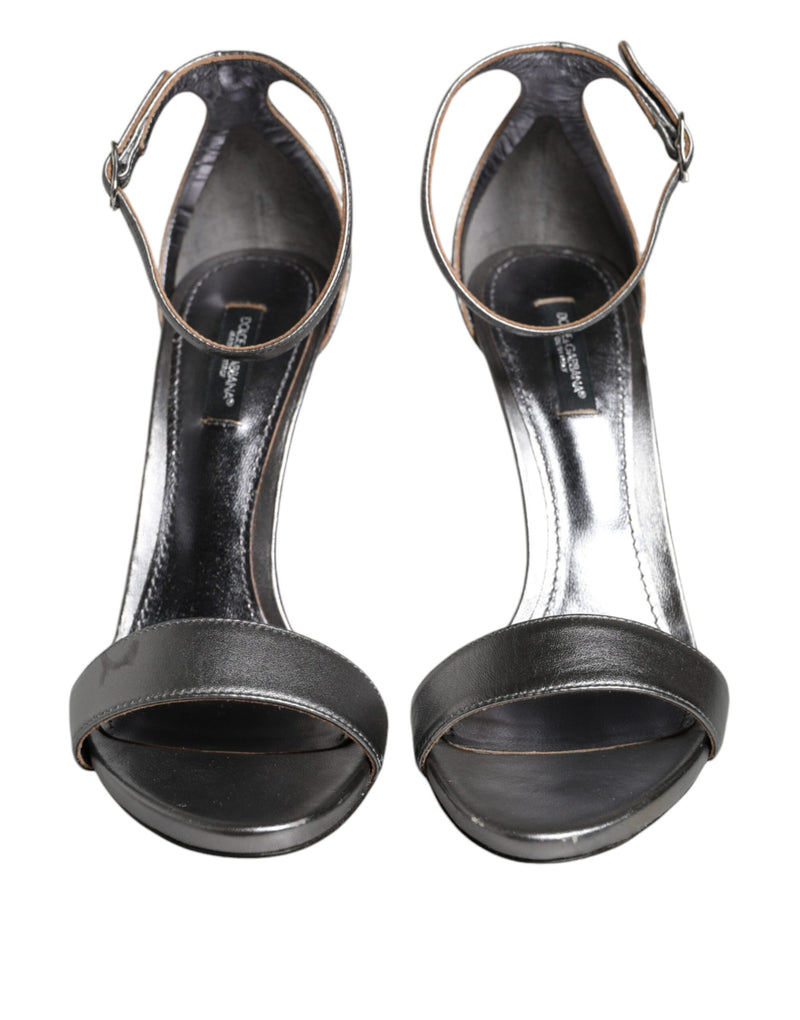 Dolce & Gabbana KEIRA Sandals - Silver Heels with Ankle Strap