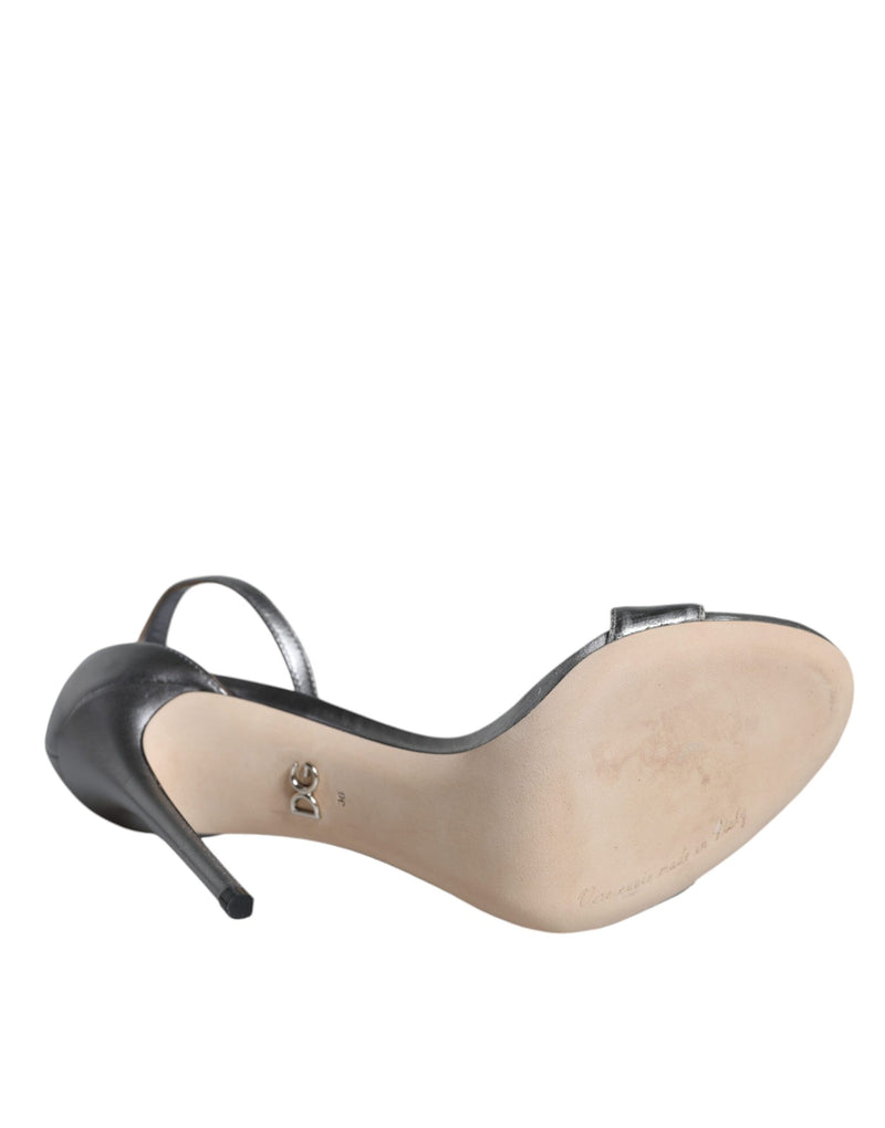 Dolce & Gabbana KEIRA Sandals - Silver Heels with Ankle Strap
