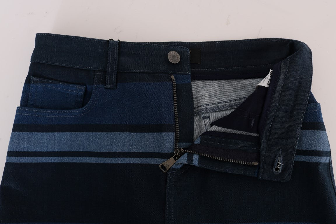 Jupe courte en jean rayée bleue Dolce &amp; Gabbana