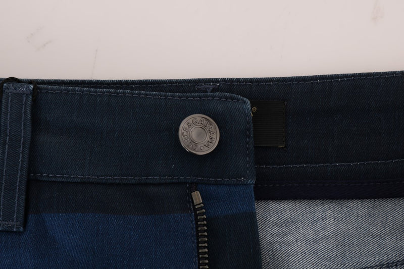 Jupe courte en jean rayée bleue Dolce &amp; Gabbana
